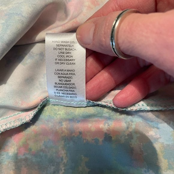 Nicole Miller NWT 1X Watercolor Abstract Print Satin Charmeuse Slip Maxi Dress - Picture 16 of 16